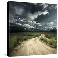 Road in Field and Stormy Clouds-Dudarev Mikhail-Stretched Canvas