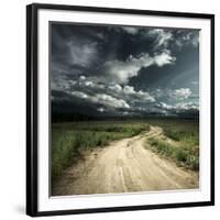 Road in Field and Stormy Clouds-Dudarev Mikhail-Framed Photographic Print