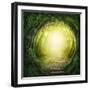 Road in Magic Dark Forest-egal-Framed Photographic Print