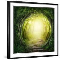 Road in Magic Dark Forest-egal-Framed Photographic Print