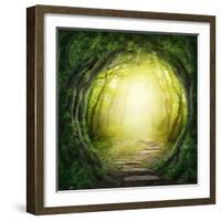 Road in Magic Dark Forest-Elena Schweitzer-Framed Photographic Print