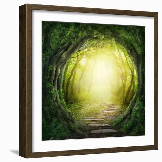 Road in Magic Dark Forest-Elena Schweitzer-Framed Photographic Print