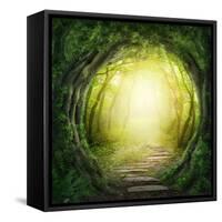 Road in Magic Dark Forest-Elena Schweitzer-Framed Stretched Canvas