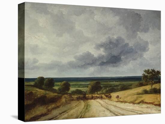 Road in the Country (Oil on Canvas)-Georges Michel-Stretched Canvas