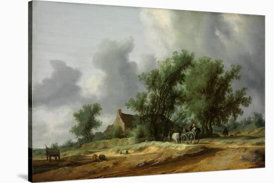 Road in the Dunes with a Carriage-Salomon Jacobsz van Ruisdael-Stretched Canvas