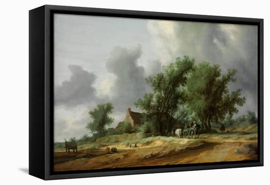 Road in the Dunes with a Carriage-Salomon Jacobsz van Ruisdael-Framed Stretched Canvas