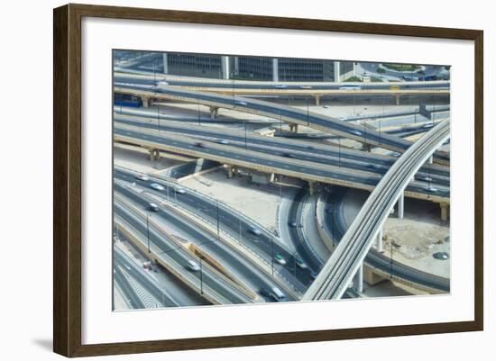 Road Interchange and Metro Train, Dubai, United Arab Emirates, Middle East-Amanda Hall-Framed Photographic Print