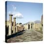Road Leading to Arch of Caligula with Vesuvius Beyond, Pompeii, Italy-CM Dixon-Stretched Canvas