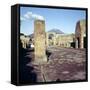 Road Leading to Arch of Caligula with Vesuvius Beyond, Pompeii, Italy-CM Dixon-Framed Stretched Canvas