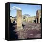 Road Leading to Arch of Caligula with Vesuvius Beyond, Pompeii, Italy-CM Dixon-Framed Stretched Canvas