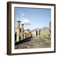 Road Leading to Arch of Caligula with Vesuvius Beyond, Pompeii, Italy-CM Dixon-Framed Photographic Print