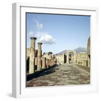 Road Leading to Arch of Caligula with Vesuvius Beyond, Pompeii, Italy-CM Dixon-Framed Photographic Print