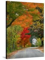 Road Lined in Fall Color, Andover, New England, New Hampshire, USA-Jaynes Gallery-Stretched Canvas