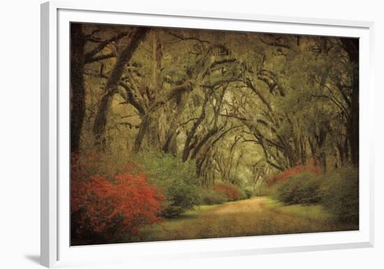 Road Lined With Oaks & Flowers-William Guion-Framed Giclee Print