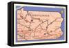 Road Map of Pennsylvania-null-Framed Stretched Canvas