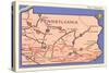 Road Map of Pennsylvania-null-Stretched Canvas