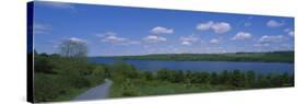 Road near a Lake, Owasco Lake, Finger Lakes Region, New York State, USA-null-Stretched Canvas