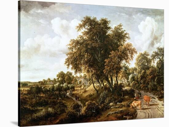 Road on the Dyke-Meindert Hobbema-Stretched Canvas