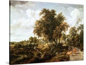 Road on the Dyke-Meindert Hobbema-Stretched Canvas