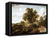 Road on the Dyke-Meindert Hobbema-Framed Stretched Canvas