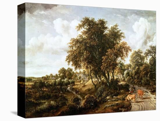 Road on the Dyke-Meindert Hobbema-Stretched Canvas