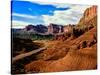 Road passing through rocky desert, Capitol Reef National Park, Utah, USA-null-Stretched Canvas