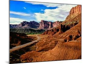 Road passing through rocky desert, Capitol Reef National Park, Utah, USA-null-Mounted Photographic Print