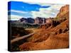Road passing through rocky desert, Capitol Reef National Park, Utah, USA-null-Stretched Canvas