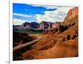 Road passing through rocky desert, Capitol Reef National Park, Utah, USA-null-Framed Photographic Print