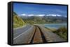 Road, Railway, and Seaward Kaikoura Ranges, South Island, New Zealand-David Wall-Framed Stretched Canvas