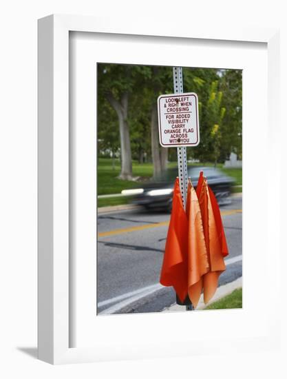 Road Safety Flags in Salt Lake City.-Jon Hicks-Framed Photographic Print