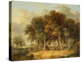 Road Scene at Intwood, 1830 (Oil on Panel)-James Stark-Stretched Canvas