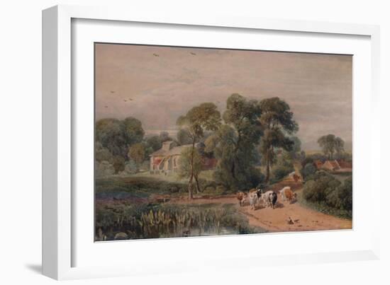 'Road Scene with Cattle', 19th century, (1935)-Peter De Wint-Framed Giclee Print