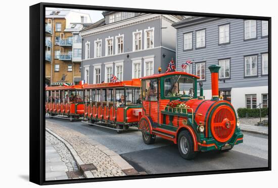 Road Sightseeing Train in Bergen-Pavlo Kolotenko-Framed Stretched Canvas