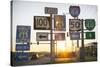 Road Sign at Sunset, Pacific, Missouri, USA. Route 66-Julien McRoberts-Stretched Canvas