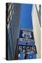 Road Sign at the Start of Route 66, Chicago, Illinois.-Jon Hicks-Stretched Canvas