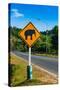 Road Sign Caution Elephants on the Track-Alan64-Stretched Canvas