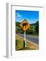 Road Sign Caution Elephants on the Track-Alan64-Framed Photographic Print