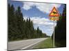 Road Sign for Elk Crossing, Highway Number 14, Punkaharju Ridge, Savonlinna-Dallas & John Heaton-Mounted Photographic Print