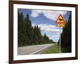 Road Sign for Elk Crossing, Highway Number 14, Punkaharju Ridge, Savonlinna-Dallas & John Heaton-Framed Photographic Print