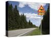 Road Sign for Elk Crossing, Highway Number 14, Punkaharju Ridge, Savonlinna-Dallas & John Heaton-Stretched Canvas