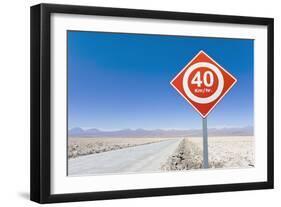 Road Sign in the Atacama Desert, Norte Grande, Chile, South America-Gavin Hellier-Framed Photographic Print
