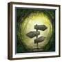 Road Sign in the Dark Forest-egal-Framed Photographic Print