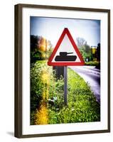 Road Sign - Milatary Vehicles (Tank) - UK - England - United Kingdom - Europe-Philippe Hugonnard-Framed Photographic Print