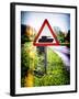 Road Sign - Milatary Vehicles (Tank) - UK - England - United Kingdom - Europe-Philippe Hugonnard-Framed Photographic Print