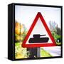 Road Sign - Milatary Vehicles (Tank) - UK - England - United Kingdom - Europe-Philippe Hugonnard-Framed Stretched Canvas