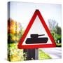 Road Sign - Milatary Vehicles (Tank) - UK - England - United Kingdom - Europe-Philippe Hugonnard-Stretched Canvas