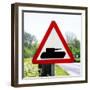 Road Sign - Milatary Vehicles (Tank) - UK - England - United Kingdom - Europe-Philippe Hugonnard-Framed Photographic Print