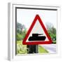 Road Sign - Milatary Vehicles (Tank) - UK - England - United Kingdom - Europe-Philippe Hugonnard-Framed Photographic Print