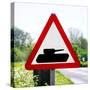 Road Sign - Milatary Vehicles (Tank) - UK - England - United Kingdom - Europe-Philippe Hugonnard-Stretched Canvas